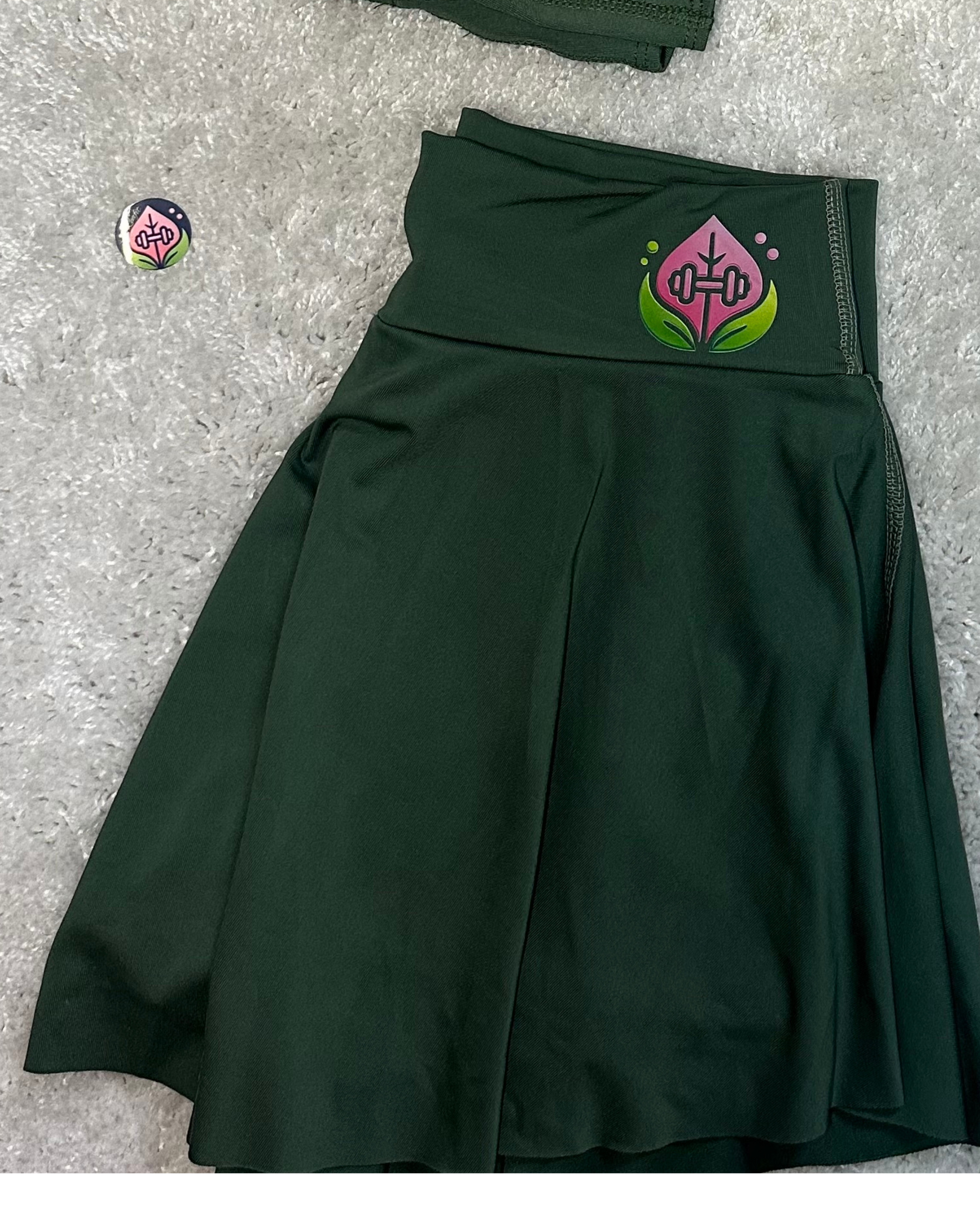 Set Deportivo Verde Oliva – Falda + Top