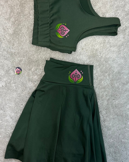 Set Deportivo Verde Oliva – Falda + Top